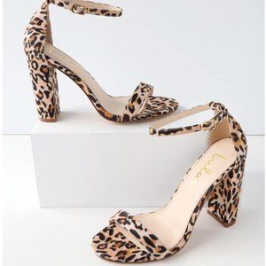 NWT - Lulus - Taylor Leopard Suede Ankle Strap Heels - Size 8.5